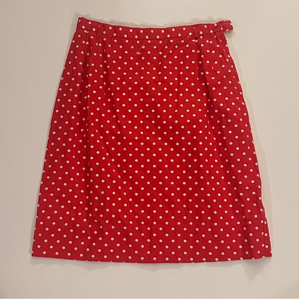 Vintage high-waisted red polka dot pencil skirt
